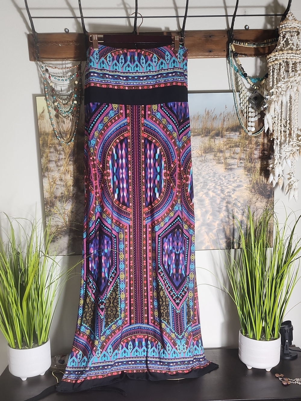 Boho Maxi Skirt in Multicolor Print